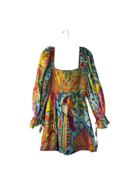 macaw cross stitch embroidered mini dress Farm Rio Macaw Cross Stitch Embroidered Mini DRESS, OFF-WHITE / S